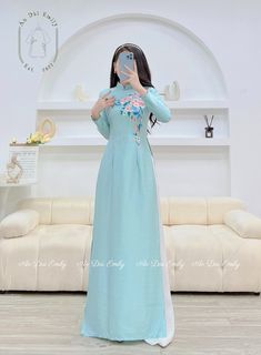 🌻Material: Lụa vân gỗ Stretchy level: 2/10 🌻 The measurement of this ao dai (long dress) is in Vietnamese size (American size tends to be bigger for the same size). Please LOOK AT THE SIZE CHART CAREFULLY BEFORE ORDERING. There might have some chalk writings on the fabric due to making process. These marks can be washed away easily. 🌻🌻No returns or exchanges Buyer can contact seller about any issues with an order. 💜 Thank you very much!💜 Long Sleeve Ao Dai For Eid Wedding, Long Sleeve Ao Dai For Wedding Eid Festival, Spring Wedding Long Kurta, Fitted Long Sleeve Embroidered Ao Dai, White Long Sleeve Ao Dai With Floral Embroidery, Fitted Long Sleeve Ao Dai With Embroidery, White Ao Dai With Floral Embroidery Long Sleeve, White Ao Dai With Floral Embroidery And Long Sleeves, Long Ao Dai With Floral Embroidery For Spring