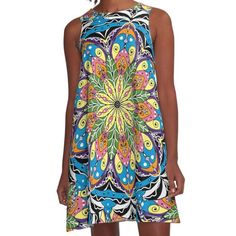 Loose-fit, mid-length sleeveless dress with silky handfeel. Printed on both sides. Machine washable. Size range XS-2XL. Mandala Pattern, Dress For Sale, Arabesque, Both Sides, Boho Bohemian, Mid Length, Dresses For Sale, A Line Dress, Sleeveless Dress