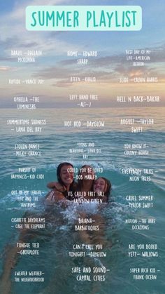 the summer playlist is shown with an image of two people swimming in the ocean