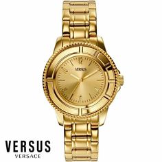 Versus by Versace SH7040013 Tokyo gold Stainless Steel Women's Watch NEW VERSUS BY VERSACE SH7040013 TOKYO Women's Watch DISPLAY: Analog MOVEMENT: Quartz DIAL COLOR: gold CASE WIDTH: 38 mm CASE MATERIAL: Stainless Steel CASE COLOR: gold BAND MATERIAL: Stainless Steel BAND COLOR: gold WATER RESISTANCE: 5 ATM BRAND NEW WITH TAG, BOX & AUTHENTICITY CARD with Certilogo CLG authenticity code and 2 year international warranty powered by plentymarkets Gold Water, Watch Display, Watch New, Gold Case, Women's Watch, Stainless Steel Band, Gold Band, Gold Bands, Stainless Steel Case