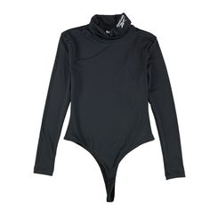 a black bodysuit with long sleeves and a high neck