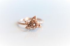 ROSE Diamond Rose Flower Ring Solid 14k Gold Flower Ring | Etsy Delicate Rose Gold Flower Ring, Rose Gold Diamond Ring With Rose Design, Delicate Rose Gold Diamond Flower Ring, Dainty Rose Gold Ring With Rose Design, Dainty Rose Gold Diamond Flower Ring, Dainty Rose Design Flower Ring For Anniversary, Dainty Rose Design Rose Gold Ring, Elegant Rose Gold Flower Ring With Roses, Delicate Rose Design Rose Colored Ring