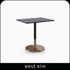 the west elm table is shown in gold and black marble