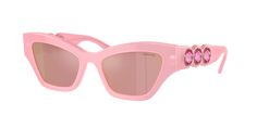 Elevate your fashion while optimizing utility with Swarovski SK6021. The irregular shape and polished milky pink frame, crafted from acetate, are a unique twist on the traditional Sun design. Featuring solid color - mirror lenses in pink mirror pink, these shades are not only stylish but also practical. Strass detailing adds a touch of glamour to these stunning frames. Embrace your individuality with Swarovski SK6021.. Available with prescription lenses. Pink Mirror, Sun Designs, Pink Frames, Eyewear Womens, Eyewear Sunglasses, Prescription Lenses, Sunglasses Women, Women Accessories, Sunglasses