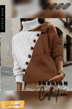 Long Sleeve Women's Knitwear Elegant Button Halter Knit Sweater Pullover Autumn Winter Strapless Pullover Turtleneck Sweater Women, Winter Streetwear, Knitted Long Sleeve, Ladies Turtleneck Sweaters, Oversized Knitted Sweaters, Streetwear Casual, Long Sleeve Knit Sweaters, Sweater Material, Knitting Women Sweater