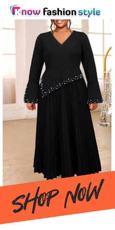 knowfashionstyle Formal Beading O Neck Flare Sleeve Formal Party Evening Pleated Maxi Dress Long Sleeve Beaded Formal Dress, Long Sleeve Beaded Party Dress, Long Sleeve Beaded Dresses For Party Season, Maxi Dress Online, Pleated Maxi Dress, Pleated Maxi, Formal Party, Wholesale Fashion, Flared Sleeves