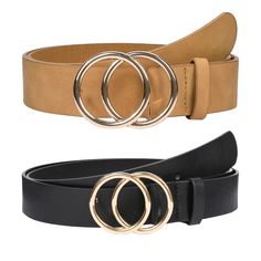 PRICES MAY VARY. Buckle closure,Dry Cloth Clean,women' belts are made of high-quality Black/khaki/brown/beige/coffee/white faux leather,give you different wear styles.With double O-Ring gold buckle make you looks more fashion.The alloy buckle is carefully polished and the belt is stitched perfectly Women's FASHION double O-Ring belts is suitable for casual and formal occasion in any season. It match with your jeans, pants,shorts and dresses. 7 sizes to choose(XS, S, M, L, XL, 2XL,3XL).XS:Suit wa Belt With Gold Buckle, Branded Belts, Dress Belt, Fashion Belts, Jeans Fashion, Ladies Dress, Black Khakis, Brown Beige, Ring Gold