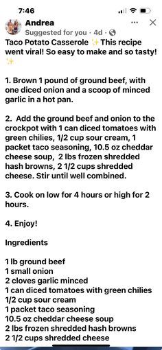 the recipe is shown with instructions for how to make it