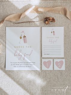 the wedding suite is laid out on top of a linen bag and some other items