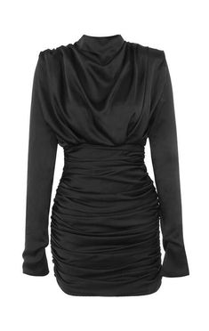 Short Dress "Signature"-Dress-Pisani Maura-Black-XS-Pisani Maura Fall Turtleneck, Outfits Black Women, Socialite Style, Women Long Sleeve Dress, فستان سهرة, Pleated Mini Dress, Black Women Fashion, Looks Chic, Types Of Skirts