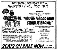 an advertisement for charlie brown's upcoming show