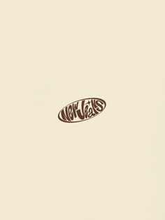 a brown and white drawing of the word new york on a beige background with an oval logo