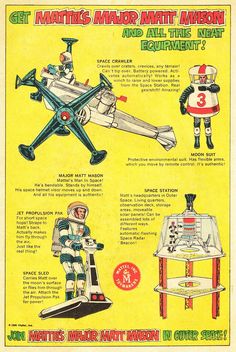 an old advertisement for toys from the 1950's, with instructions on how to use them