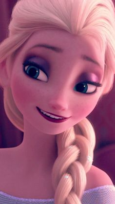 an image of a frozen princess with blue eyes and braids in her hair looking at the camera