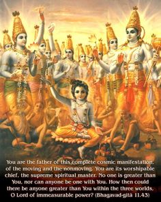 an image of hindu deities with the text, you are the father of this complete cosmic mani