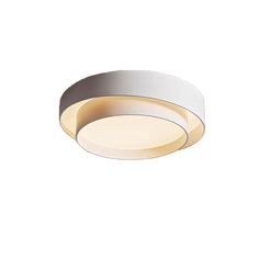 a white ceiling light with a circular design on the bottom and an oval shape around it