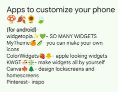 an iphone screen with the words apps to customize your phone