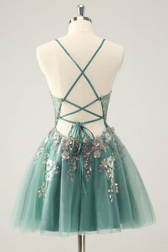 Homecoming Dresses Short Green, Unique Hoco Dresses, Dresses With Appliques, Sparkly Party Dress, Sequin Homecoming Dress, School Dance Dresses, Lovely Partner, Homecoming Dresses Tight, Theme Dress