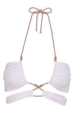 Lounge poolside in this strappy bikini top fashioned with adjustable halter ties and gleaming beads. Ties at neck Medium/soft cups Lined 84% poyamide, 16% elastane Hand wash, dry flat Made in Brazil Latinx Owned/Founded 2018 Outfits, Vix Swimwear, Halter Strap, Fame Dr, Soft Cup, Brazil, Top Styles, Adjustable Straps, Hand Wash