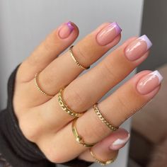 Pink Brunette, French Tip Nail Designs, Purple Nail Designs, Short Acrylic, Cute Gel Nails, Nails French, Short Acrylic Nails Designs, French Tip Nails