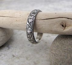 Ring Silver Wedding, Floral Wedding Ring, Antique Wedding Bands, Silver Wedding Band, Antique Silver Rings, Vintage Wedding Band, Antique Wedding, Floral Ring, Pattern Ring