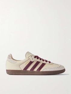 ADIDAS ORIGINALS Samba OG suede-trimmed leather sneakers | NET-A-PORTER Samba White, Adidas Samba White, Plateau Sneaker, Adidas Models, Adidas Originals Gazelle, Low Air Jordan 1, Adidas Samba Og, Jordan Model, Samba Og