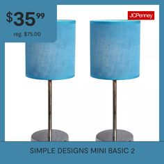 two blue lamps are on sale for $ 35 99 and the price is $ 75 00