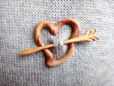 A carved heart of Cupid is perfect wooden shawl pin, scarf pin, coat or another knitted clothes! This heart brooch will decorate your daily lifestyle and will surely attract attention! Eco friendly item has a nice smooth finish and a beautiful rustic look and will make your clothes more stylish. This is the perfect accompaniment for your favorite shawl or scarf. I used juniper wood. Juniper wood has not only a unique, very beautiful structure and color, but also a wonderful delicate aroma. 100% Juniper Wood, Crochet Bra, Knitted Clothes, Carved Heart, Shawl Pin, Scarf Pin, Shawl Pins, Heart Brooch, Scroll Saw