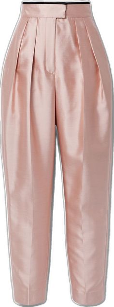 Chic Satin Tapered Leg Pants, Luxury Satin Pants For Work, Luxury Satin Pants For Workwear, Tailored Satin Pants For Workwear, Elegant Semi-formal Silk Bottoms, Elegant Tailored Silk Bottoms, Elegant Tailored Satin Pants, Elegant Silk Pants With Tapered Leg, Elegant Silk Bottoms For Semi-formal Occasions