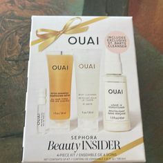 Sephora Beauty Insider Ouai 4 Piece Kit Travel Size Shampoo Conditioner Cleanser Ouai Gift, Ouai Hair Mask, Oui Shampoo And Conditioner, Ouai Travel Size, Ouai Conditioner, Travel Shampoo And Conditioner, Monday Shampoo And Conditioner Travel Size, Shampoo And Conditioner Travel Size, Ouai Hair Oil