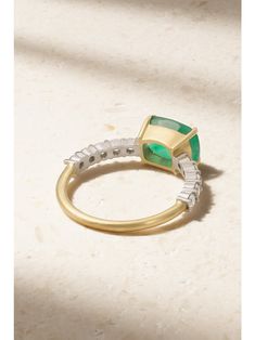 IRENE NEUWIRTH Tennis 18-karat yellow and white gold, emerald and diamond ring | NET-A-PORTER Luxury Emerald Ring With Center Stone, Luxury Emerald Ring With Cushion Cut Center Stone, Luxury Cushion Cut Emerald Ring With Center Stone, Luxury Oval Yellow Gold Emerald Ring, Luxury Oval Emerald Ring In Yellow Gold, Luxury Cushion Cut Emerald Ring With Diamond, Luxury Cushion Cut Emerald Ring, Luxury White Gold Emerald Ring With Polished Finish, Luxury Emerald Ring In White Gold With Polished Finish