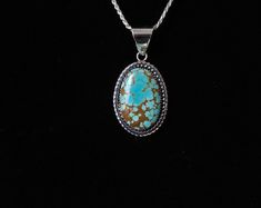 Handcrafted by Eli Gofman Sterling Silver Kingman and Hubei Turquoise Southwestern Artisan Necklace. - Etsy Southwestern Style Oval Necklace With Large Stone, Southwestern Oval Necklace With Large Stone, Southwestern Style Necklace With Large Oval Stone, Bohemian Untreated Oval Turquoise Necklace, Untreated Oval Turquoise Necklace In Bohemian Style, Southwestern Style Oval Pendant Jewelry As Gift, Artisan Turquoise Cabochon Oval Pendant Necklace, Artisan Oval Turquoise Necklace, Southwestern Oval Natural Stones Jewelry