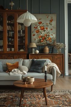 a living room filled with furniture and decor