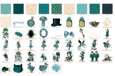 an image of some type of blue and green color scheme for the character alice in wonderland