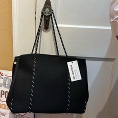 Questions? Leave A Comment Below! Casual Black Bags With Double Handle, Black Shoulder Bag With Removable Pouch For Errands, Black Double Handle Shoulder Bag For Casual Use, Black Tote Bag For Errands, Black Bag With Adjustable Strap For Errands, Black Double Handle Bags For Errands, Black Double Handle Bag For Errands, Black Casual Bags For Errands, Casual Black Bags For Errands