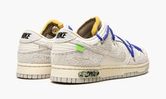 The Off-White x Nike Dunk Low “Lot 32” is one of multiple colorways of the popular low-top shoe designed exclusively for Virgil Abloh and Nike’s “Lot 50” collection.  Succeeding 2017’s “The 10” collaboration between Off-White and Nike that saw Abloh reimagine several iconic silhouettes in Nike and Jordan Brand’s line, “Lot 50” offers 50 unique takes on the Dunk.  On “Lot 32,” Sail leather appears on the base, including on the perforated toe, mid-panel, and collar.  The overlays and Swoosh are de Nike Dunk Low Off White, Off White Dunk, Off White X Nike, Perfect Sneakers, Baskets Nike, Nike Brand, Jordan 13, Jordan 5, Jordan 3