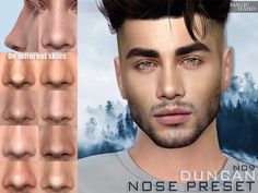 an animated man's face with different facial shapes and hair colors for the male