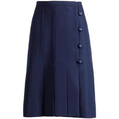 Gorgeous vintage navy blue wool skirt with pleating and asymmetric ball buttons by Jean Patou. Fully lined in silk with front wrap button and hook closure. The marked size is 8, but the skirt fits more like a modern XS-S. The waist measures 23", hips 34.25" and the total length 23". Seam allowance 2.5". Excellent vintage condition with very slight wear to the buttons. Made in France. 60s Wardrobe, Mod Skirt, 1960s Skirt, Jean Patou, Fashion 1960s, Seam Allowance, Peggy Carter, Navy Skirt, Gold And Green