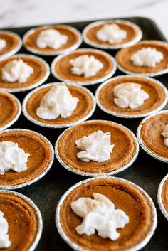 there are many pies on the pan ready to be eaten