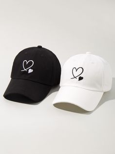 Blanco y Negro  Collar  Tela   Embellished   Accesorios de Mujer Embroidery For Men, Couple Heart, Summer Cap