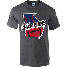 Reads: The State of Champions 2021 and features the outline of the state of GA. 2021 was a big year for Georgia! We were undefeated in baseball and college football! Show support for your favorite Georgia teams by wearing the team colors and showing your Georgia state pride. Features a classic fit with taped neck and shoulders and a tear away label for maximum comfort and a perfect fit. We carry and ever-growing selection of apparel to suit the needs of the whole family. All of our tshirts are p Shirt Company, Georgia State, Gifts For Your Mom, The A Team, Mens Graphic Tee, College Football, Team Colors, Georgia, Perfect Fit