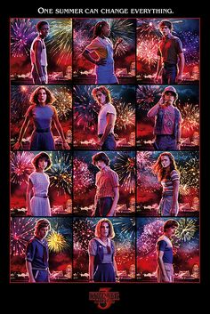 the movie poster for one summer can change everything, which features images of people and fireworks