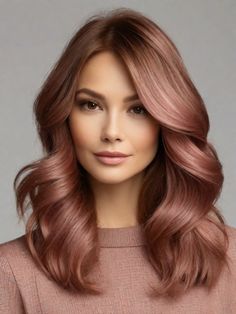 30 Hair Color Ideas For 40-Year-Old Moms Hair Colours For Cool Skin Tones, Hair Color Ideas For 50 Year Old Women, Rose Gold Hair Colour, Copper Rose Gold Hair, Rose Brown Hair, Thining Hair, Hair Color For Fair Skin