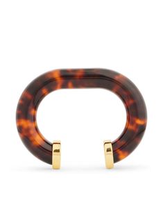 caramel brown acetate tortoiseshell effect curved corners gold-tone hardware open cuff design Caramel Brown, Iconic Bags, Demi Fine Jewelry, Jewelry And Accessories, Fine Earrings, Ballet Flat Shoes, Watches Jewelry, Top Shoes, Moda Operandi