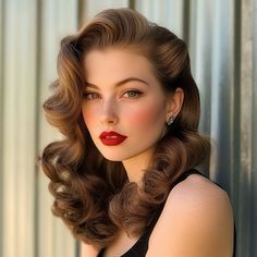 50s Makeup And Hair Long Hairstyles, 50s Fancy Hairstyles, 50s Half Up Half Down, Vintage Women Hairstyles, 1950s Glamour Hair, 50s Prom Hairstyles, 19402 Hairstyles, Glamourous Hairstyles For Short Hair, 60s Hollywood Hair