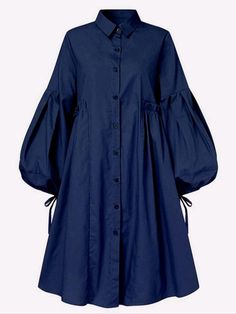 fashion is an instant language Dress Plus Size Long Sleeve, Shirt Dress Plus Size, Women Shirt Dress, Best Casual Dresses, Projek Menjahit, Dress With Buttons, Casual Wear Dress, Casual Shirt Women, Lantern Sleeve Dress