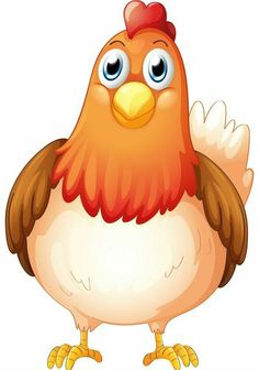 a cartoon chicken with an angry look on its face and tail, standing in front of a white background