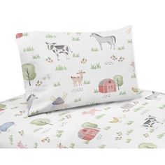 a sheet set with farm animals on it