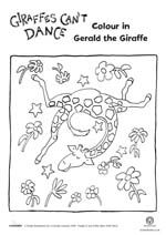 a coloring book with an image of a giraffe in the grass and flowers