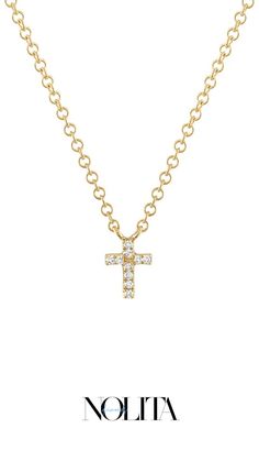 The 14K Diamond Cross Necklace Mini from Nolita Diamonds is a stunning piece of fine jewelry. This classy and luxurious cross necklace is crafted with 14K gold and adorned with sparkling diamonds, perfect for adding a timeless touch of elegance to any outfit. Diamond Cross Necklace, Diamond Cross, Jewelry Diamond, White Rose, Jewelry Trends